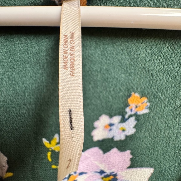 Free People Green Floral Tie Front Mini Dress Size 2 XS Boho Cottagecore - Picture 4 of 4